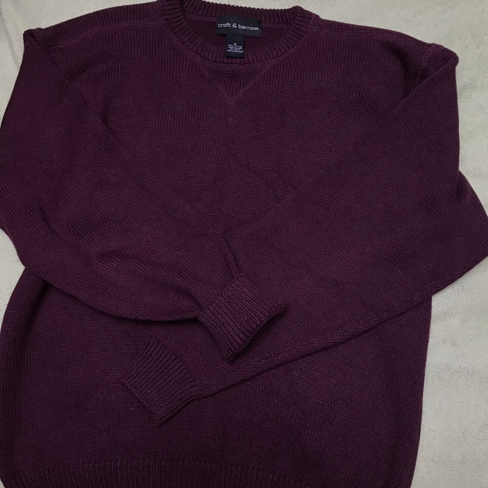 Croft and Barrow Plum grandpa knit sweater sz L